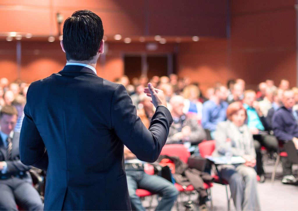 A photo of a corporate event
