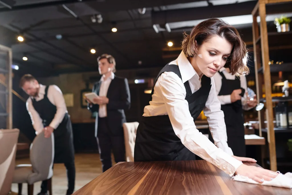 Event staff cleaning in advance or after the event